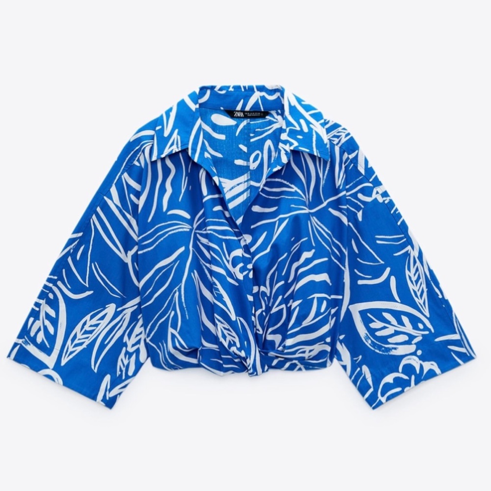 Zara Printed Crop Blouse